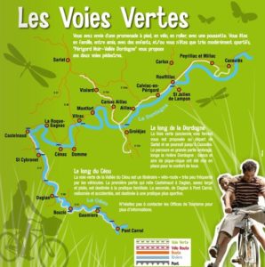 Randonnées Cyclables Sarlat, Voies vertes, pistes cyclable et location vélo Dordogne